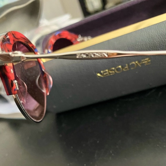 ZAC POSEN Cat Eye, Single Rim Sunglasses in Burgandy, NWT - Picture 2 of 7